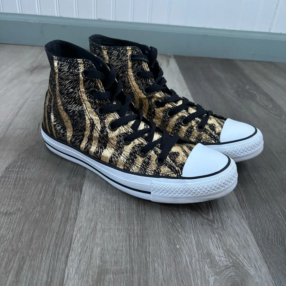 Converse All Star High Top Gold and Black Women's size 7.5 Sneaker - Picture 1 of 14